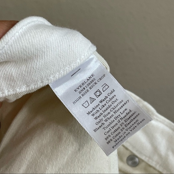 Everlane The Kick Crop Jean High Rise Raw Hem Bone White 24 Regular - Picture 13 of 13
